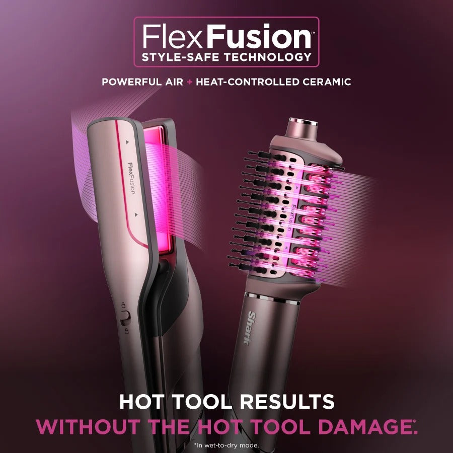 Shark® FlexFusion™ 5-in-1 Air Styler & Straightener – Wet-to-Dry Hair Styling with No Heat Damage (Blush)