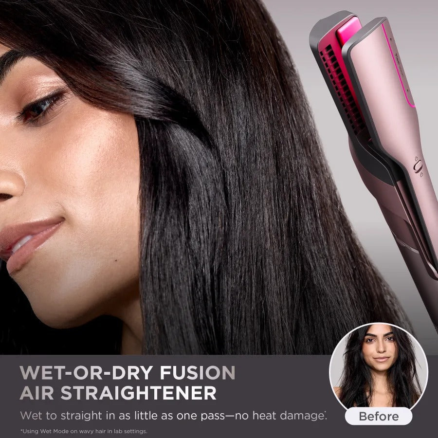 Shark® FlexFusion™ 5-in-1 Air Styler & Straightener – Wet-to-Dry Hair Styling with No Heat Damage (Blush)
