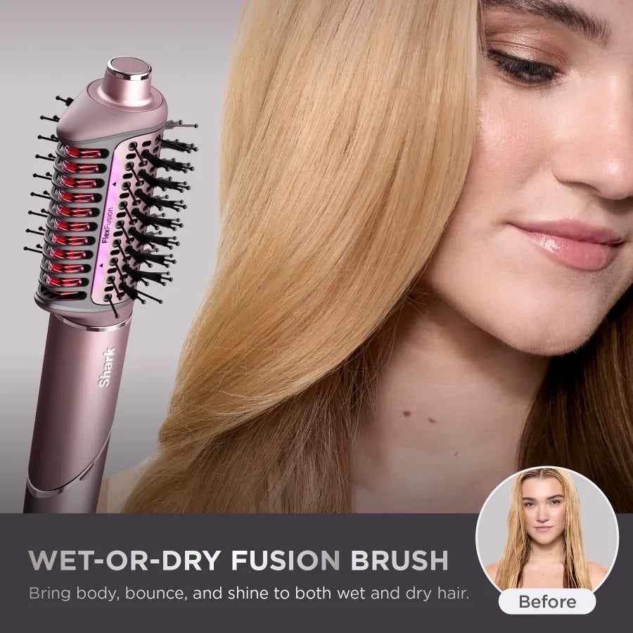 Shark® FlexFusion™ 5-in-1 Air Styler & Straightener – Wet-to-Dry Hair Styling with No Heat Damage (Blush)