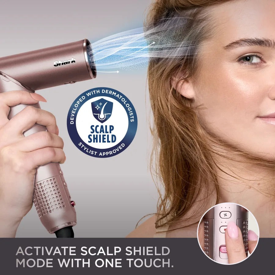 Shark® FlexFusion™ 5-in-1 Air Styler & Straightener – Wet-to-Dry Hair Styling with No Heat Damage (Blush)