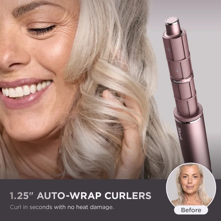 Shark® FlexFusion™ 5-in-1 Air Styler & Straightener – Wet-to-Dry Hair Styling with No Heat Damage (Blush)